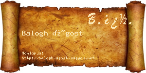 Balogh Ágost névjegykártya